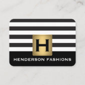 MonogramSilver Metallic / Stripes / grijs Patroon Visitekaartje (Voorkant)