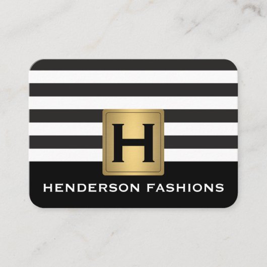 MonogramSilver Metallic / Stripes / grijs Patroon Visitekaartje (Voorkant)