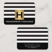 MonogramSilver Metallic / Stripes / grijs Patroon Visitekaartje (Voorkant / Achterkant)