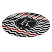 Monogramsnijraad voor zwarte en rode Chevron Snijplank (Hoek)