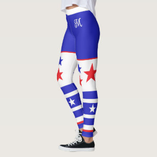 Monogramsterstaven en strips leggings