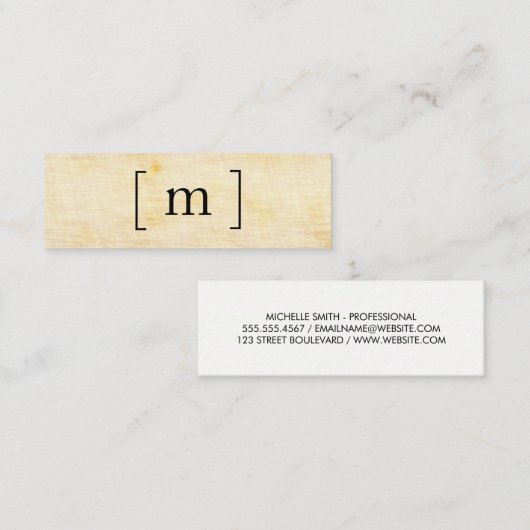 Monogramsteun / Vintage textuur Mini Visitekaartje (Voorkant / Achterkant)