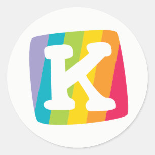 Monogramsticker voor K kleurrijke strips Ronde Sticker