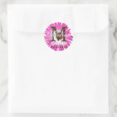 Monogramstickers Felroze Gerbera Gerbera Bloem Ronde Sticker (Tas)