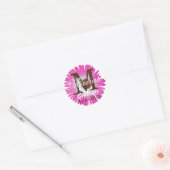 Monogramstickers Felroze Gerbera Gerbera Bloem Ronde Sticker (Envelop)