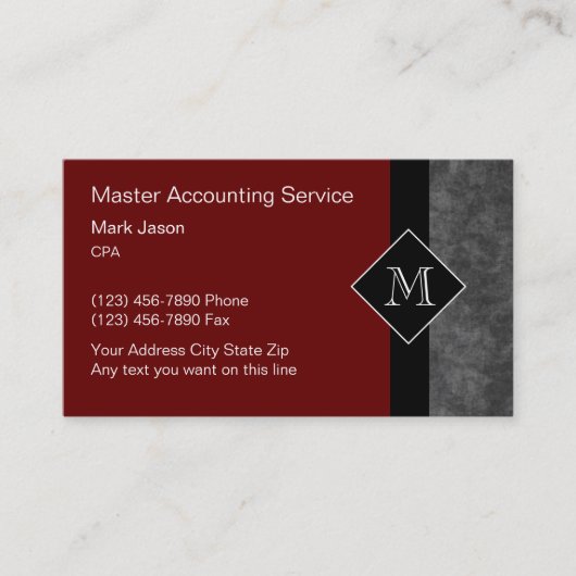 Monogramstijl van accountant Visitekaartjes (Voorkant)