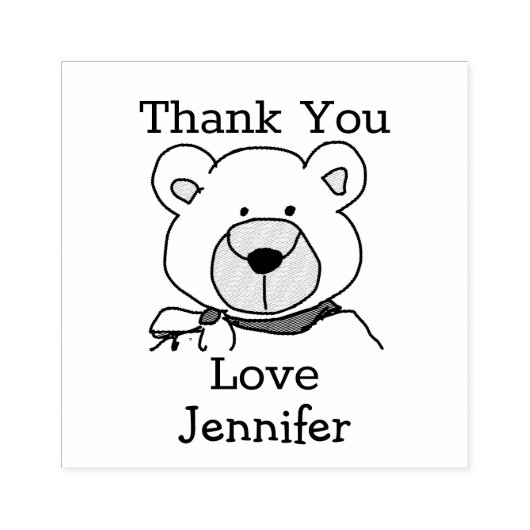 MonogramTeddy Beer Bedankt Rubberstempel (Afrduk)