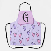 Monogramtekening van grillige kleine hartjes roze schort (Voorkant)