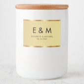 Monogramtekst Goud Sjabloon Save the Date Voedselcontainer Etiket (Voorkant)