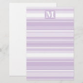 Monogramthistle paarse strepen briefpapier (Voorkant / Achterkant)