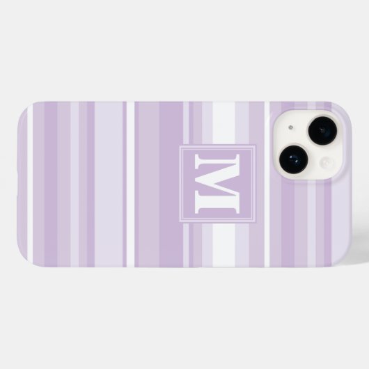 Monogramthistle paarse strepen Case-Mate iPhone case (Achterkant (horizontaal))