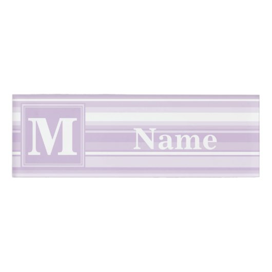 Monogramthistle paarse strepen naambadge (Voorkant)
