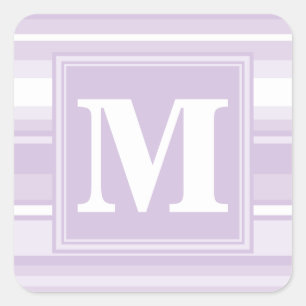 Monogramthistle paarse strepen vierkante sticker