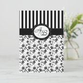 Monogramuitnodiging voor negroïde en witte Floral  Kaart (Staand voorkant)
