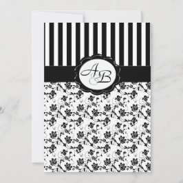 Monogramuitnodiging voor negroïde en witte Floral Kaart