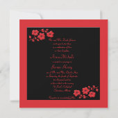 Monogramuitnodiging voor zwarte en rode papaver kaart (Achterkant)