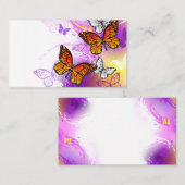 Monogramvlinders op paarse achtergrond contactkaartje (Voorkant / Achterkant)