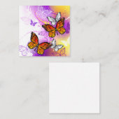 Monogramvlinders op paarse achtergrond vierkante visitekaartje (Voorkant / Achterkant)