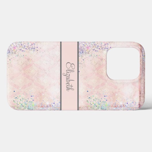 Monogran Glam Roze Wit Sparkle Elegant Case-Mate iPhone Case (Achterkant (horizontaal))