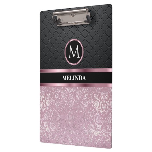 Monogrma Glittery  Pink en Black Klembord (Links)