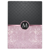 Monogrma Glittery  Pink en Black Klembord (Achterkant)