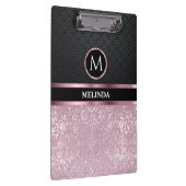 Monogrma Glittery  Pink en Black Klembord (Rechts)