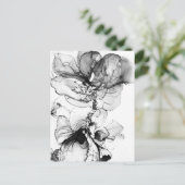 Monokrom blomma briefkaart (Staand voorkant)
