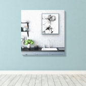 Monokrom blomma canvas afdruk (Insitu (Houten vloer))
