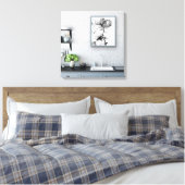 Monokrom blomma canvas afdruk (Insitu (Slaapkamer))