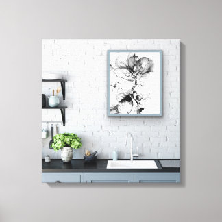 Monokrom blomma canvas afdruk