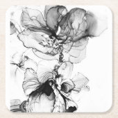 Monokrom blomma kartonnen onderzetters (Voorkant)