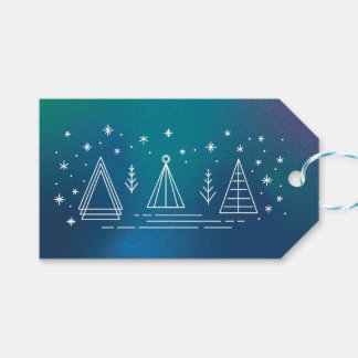 Monoline kerstbomen cadeaulabel
