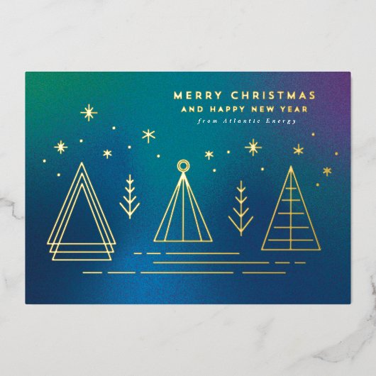 Monoline Kerstbomen Flat Folie Vakantie Kaart (Voorkant)