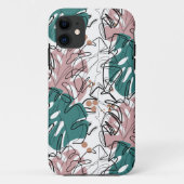 Monoline monstera-bladeren met kleurvlekken Case-Mate iPhone case (Achterkant)