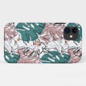 Monoline monstera-bladeren met kleurvlekken Case-Mate iPhone case (Achterkant (horizontaal))