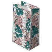 Monoline monstera-bladeren met kleurvlekken klein cadeauzakje (Achterkant Gekanteld)