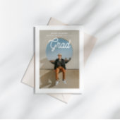 Monoline Script Photo Graduation Announcement Kaart