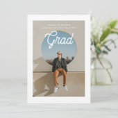 Monoline Script Photo Graduation Announcement Kaart (Staand voorkant)