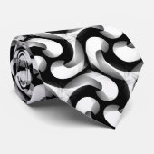 MonoMax Black+White Pattern Optical Swirl Stropdas (Opgerold)