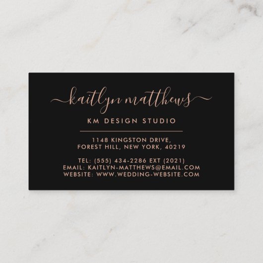 Monongram abstract Roos Gold Circles Visitekaartje (Achterkant)