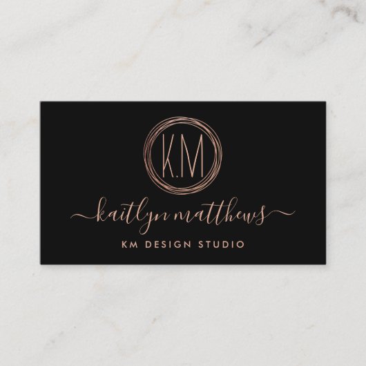 Monongram abstract Roos Gold Circles Visitekaartje (Voorkant)