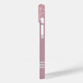 Monongram Blush Pink Glitter Drip iPhone 14, Case-Mate iPhone Case (Achterkant / Links)