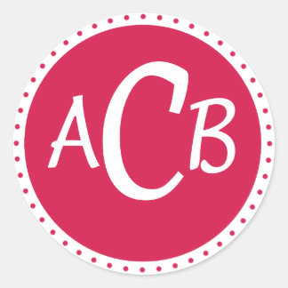 Monongram cirkel - roze ronde sticker
