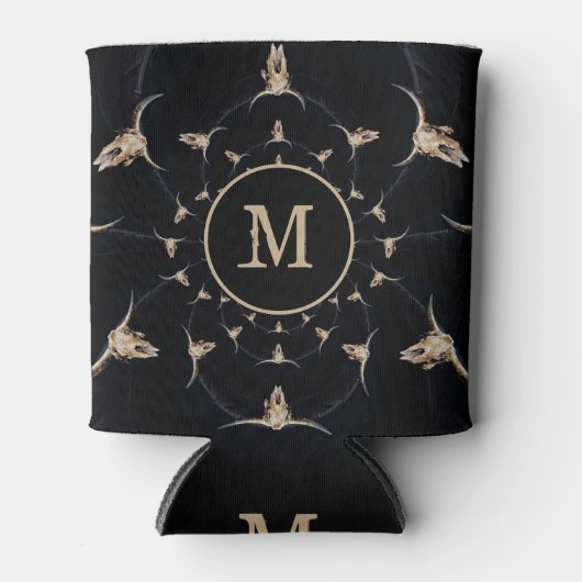 Monongram westerne bull Skull Land Blikjeskoeler (Voorkant)