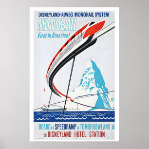 Monorail Eerst in Amerika Disneyland Alweg Poster