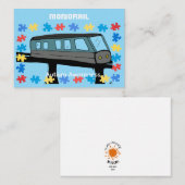 Monorail train car coaster autism puzzle  notitiekaartje (Voorkant / Achterkant)