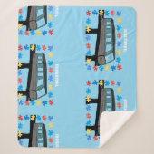 Monorail train car coaster autism puzzle  sherpa deken (Voorkant)