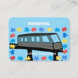 Monorail train car coaster autism puzzle  visitekaartje