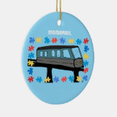 Monorail trein neurodivers autisme puzzel keramisch ornament (Rechts)