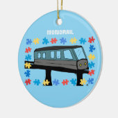 Monorail trein neurodivers autisme puzzel keramisch ornament (Links)